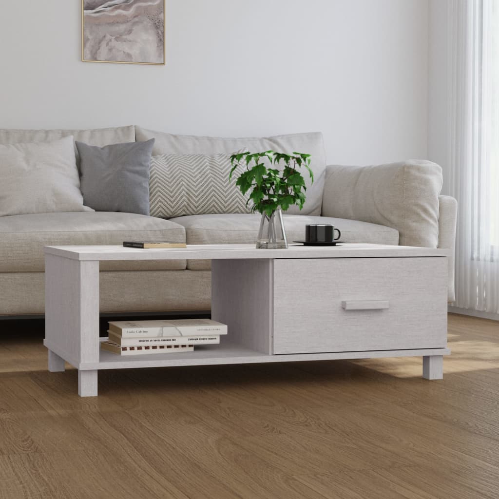 Fehér tömör fenyőfa dohányzóasztal 100 x 55 x 35 cm