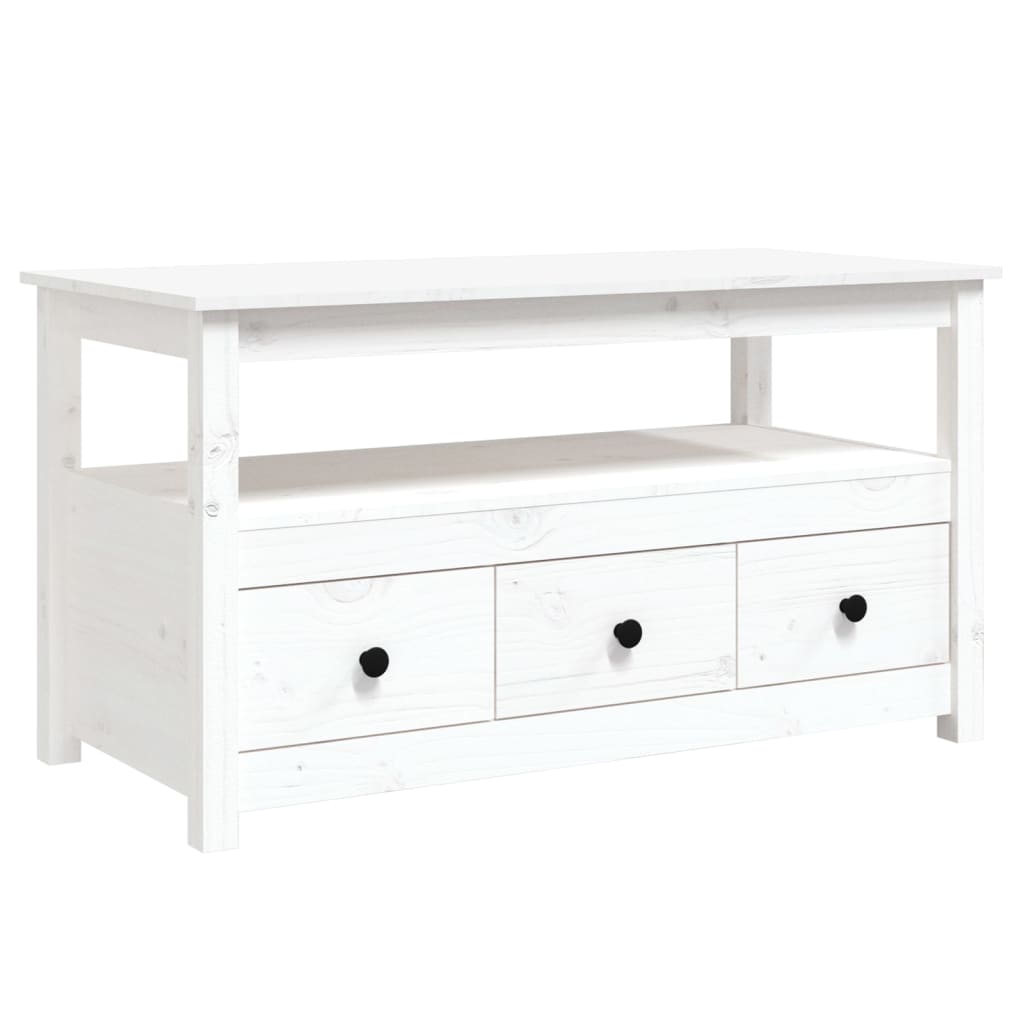 Fehér tömör fenyőfa dohányzóasztal 102 x 49 x 55 cm Fehér tömör fenyőfa dohányzóasztal 102 x 49 x 55 cm