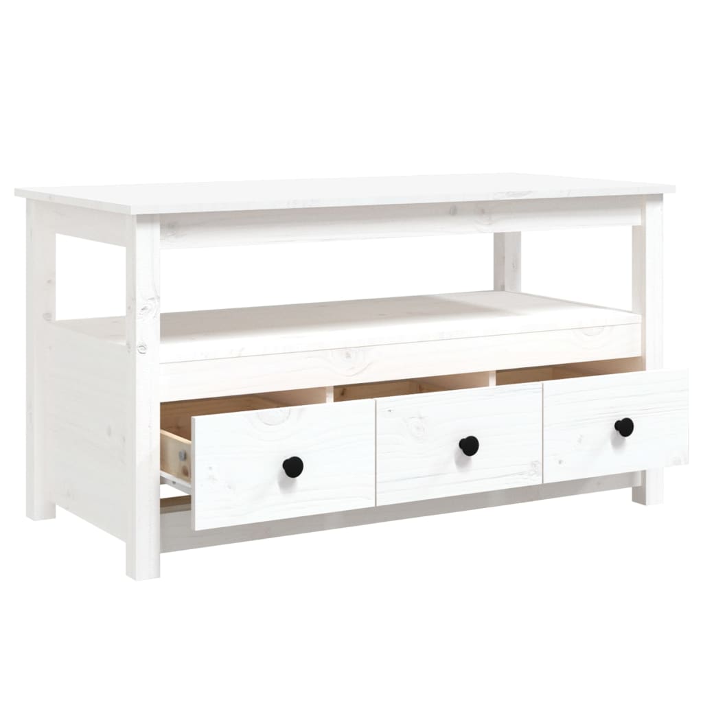 Fehér tömör fenyőfa dohányzóasztal 102 x 49 x 55 cm Fehér tömör fenyőfa dohányzóasztal 102 x 49 x 55 cm