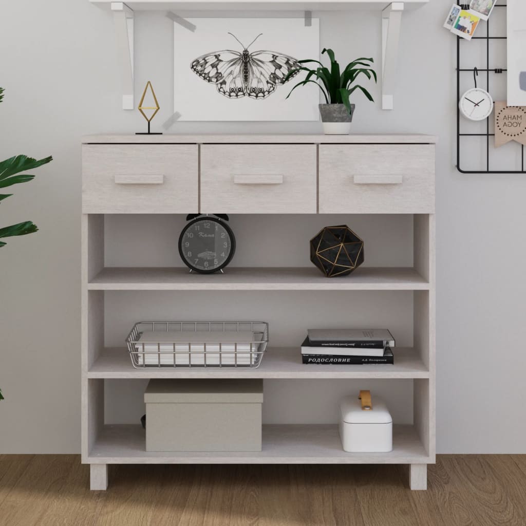 Fehér tömör fenyőfa konzolasztal 90 x 35 x 90 cm