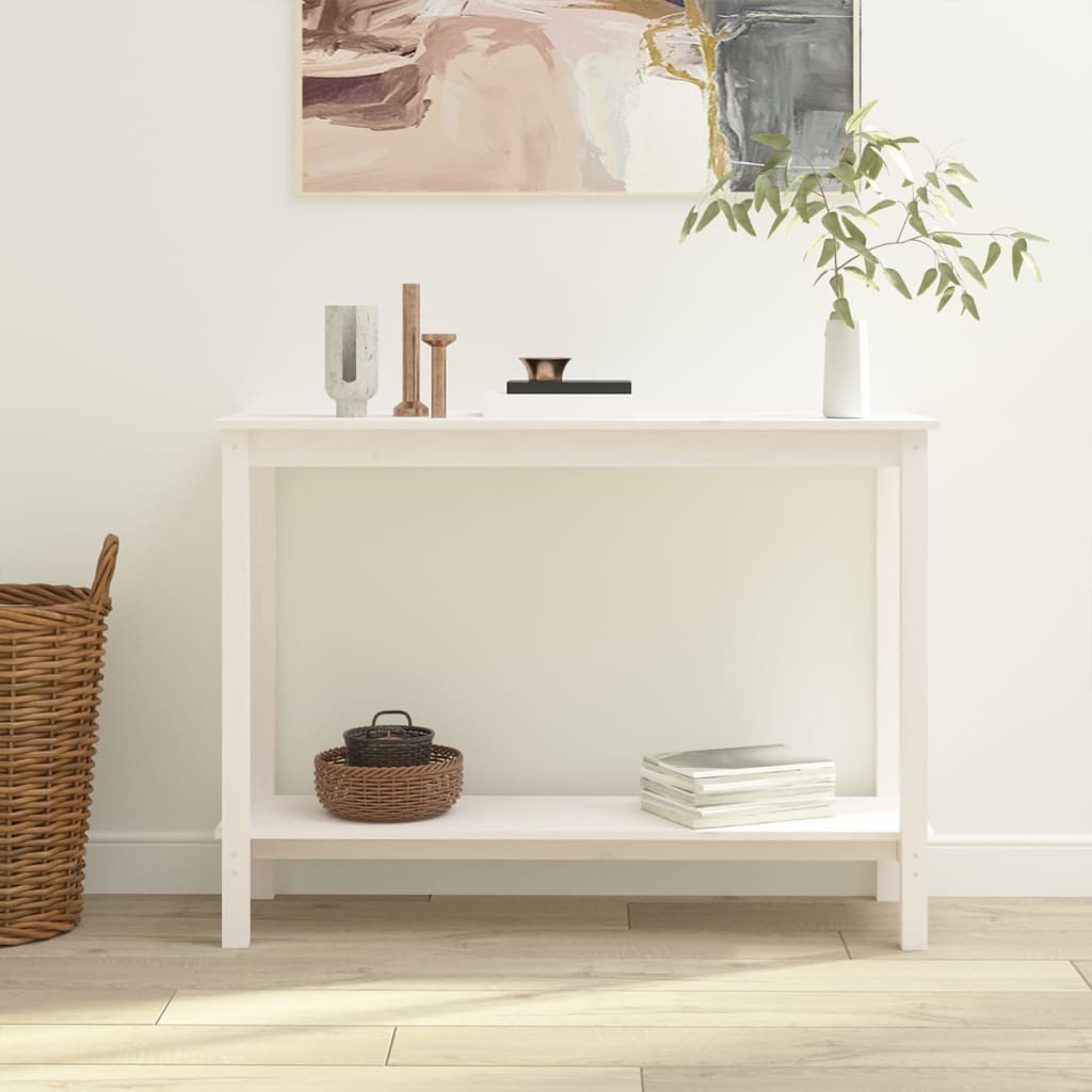 Fehér tömör fenyőfa tálalóasztal 110 x 40 x 80 cm