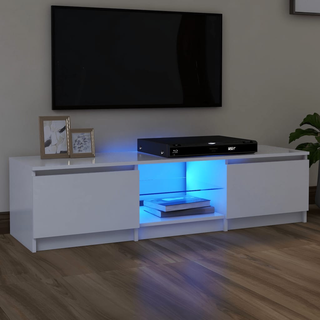 Fehér tv-szekrény led-világítással 140 x 40 x 35,5 cm Fehér tv-szekrény led-világítással 140 x 40 x 35,5 cm