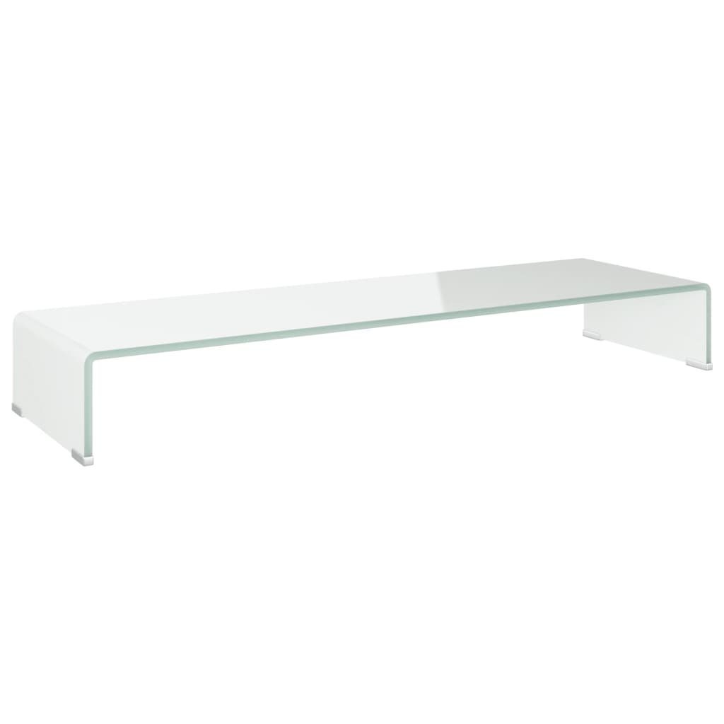 Fehér üveg tv/monitor állvány 100x30x13 cm Fehér üveg tv/monitor állvány 100x30x13 cm