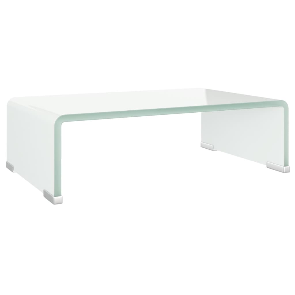 Fehér üveg tv/monitor állvány 40x25x11 cm