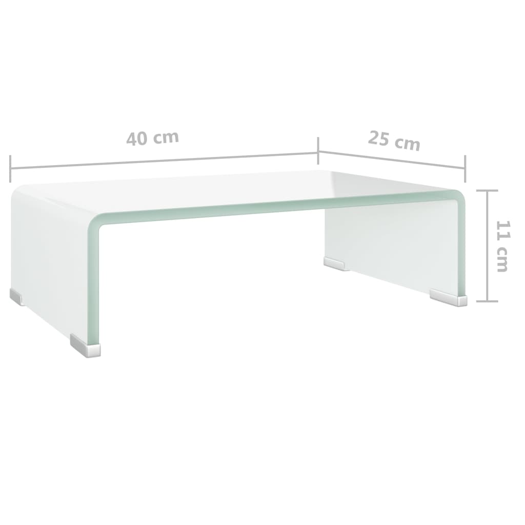 Fehér üveg tv/monitor állvány 40x25x11 cm
