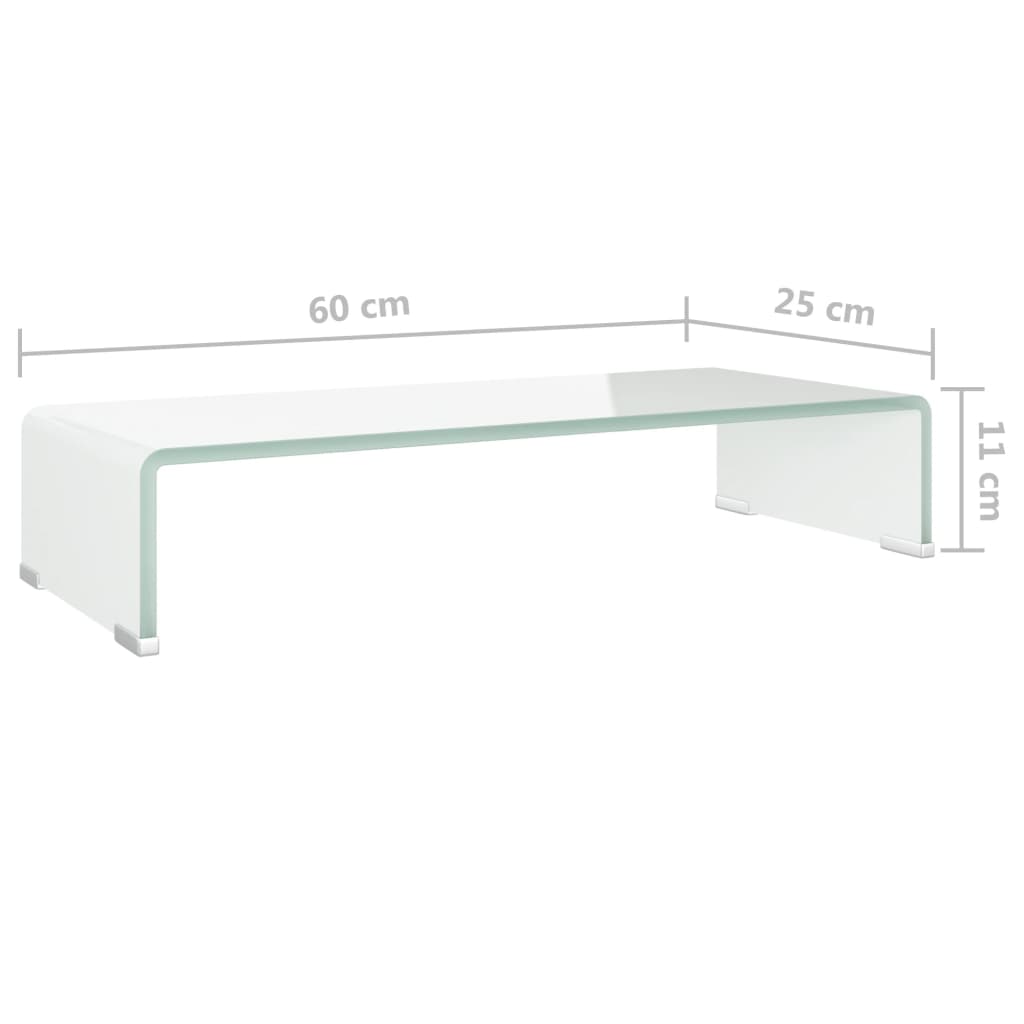 Fehér üveg tv/monitor állvány 60x25x11 cm