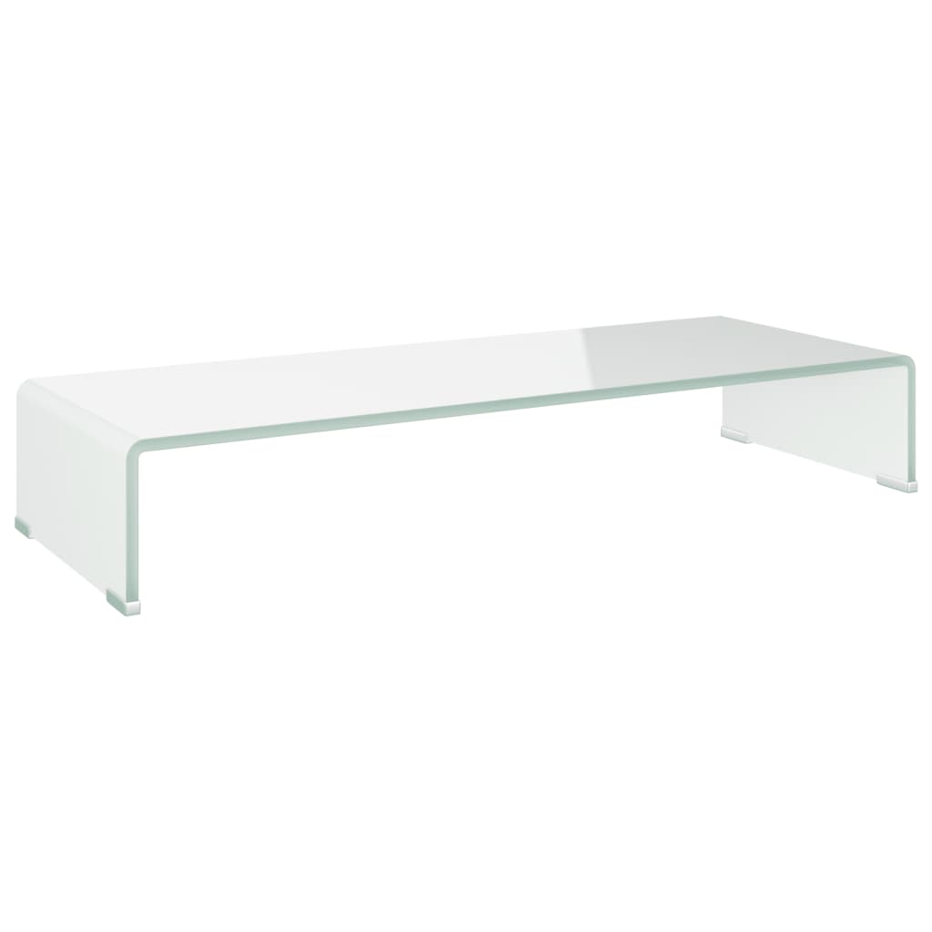 Fehér üveg tv/monitor állvány 80x30x13 cm Fehér üveg tv/monitor állvány 80x30x13 cm