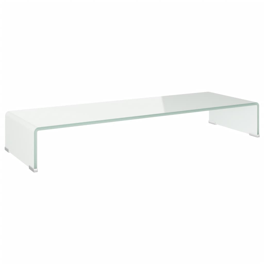 Fehér üveg tv/monitor állvány 90x30x13 cm Fehér üveg tv/monitor állvány 90x30x13 cm