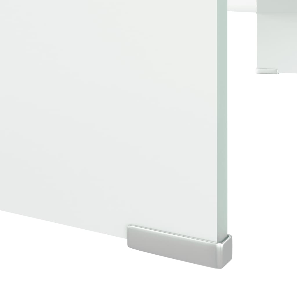 Fehér üveg tv/monitor állvány 90x30x13 cm Fehér üveg tv/monitor állvány 90x30x13 cm