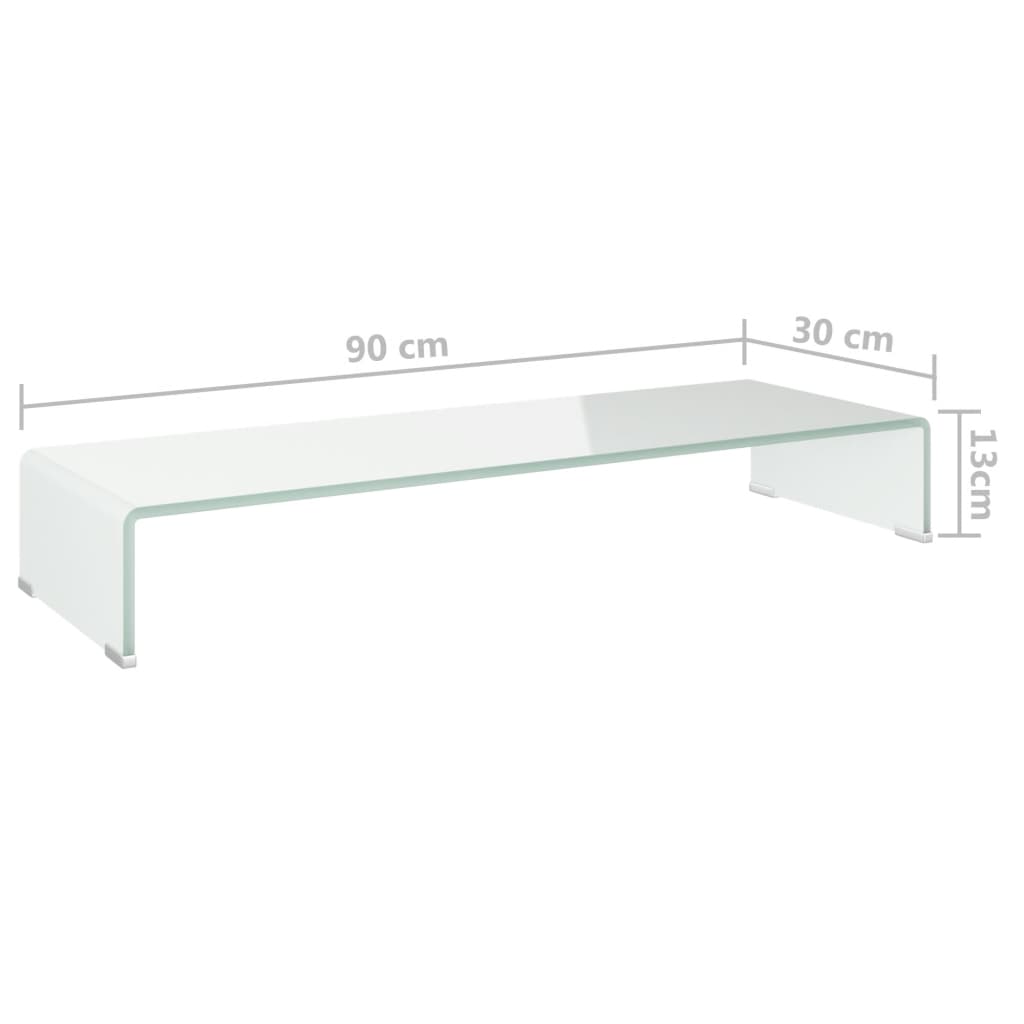 Fehér üveg tv/monitor állvány 90x30x13 cm Fehér üveg tv/monitor állvány 90x30x13 cm
