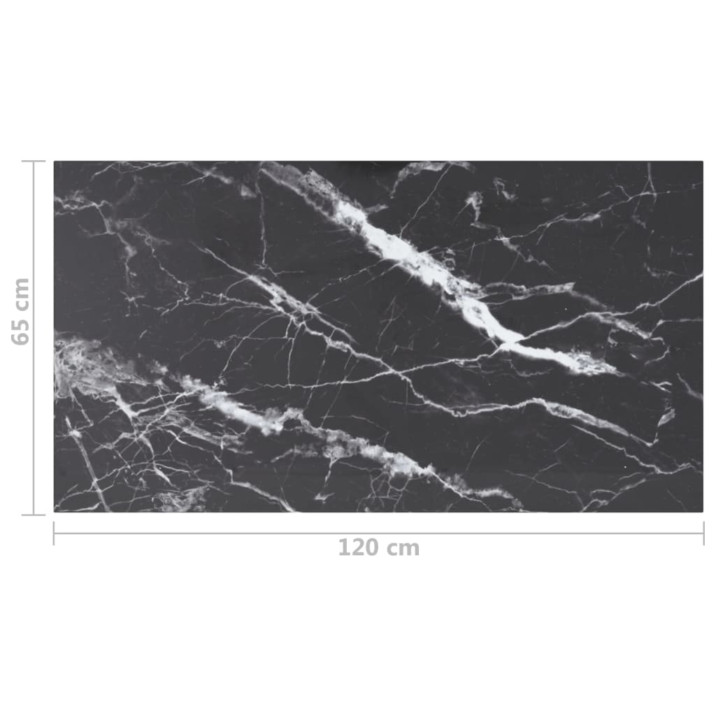 Fekete edzett üveg asztallap márvány dizájnnal 120 x 65 cm
