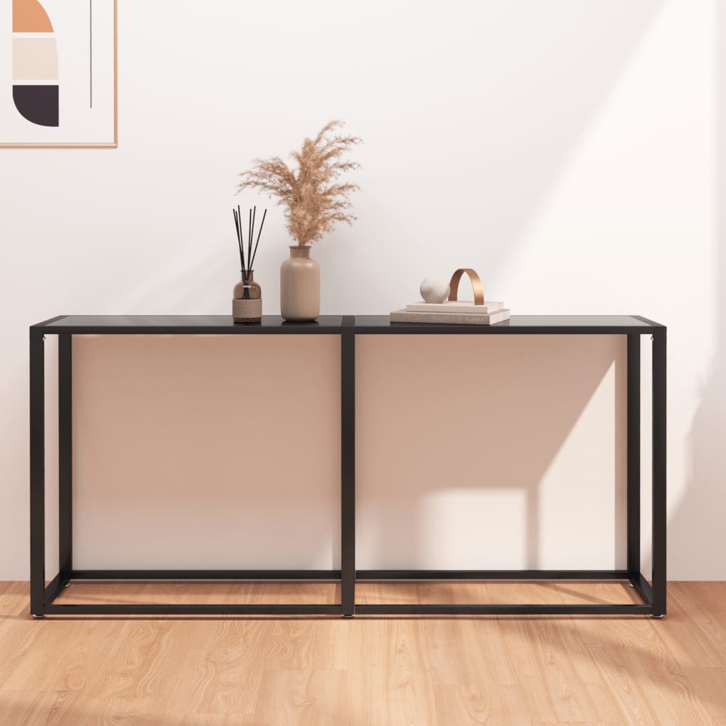 Fekete edzett üveg tálalóasztal 160 x 35 x 75,5 cm