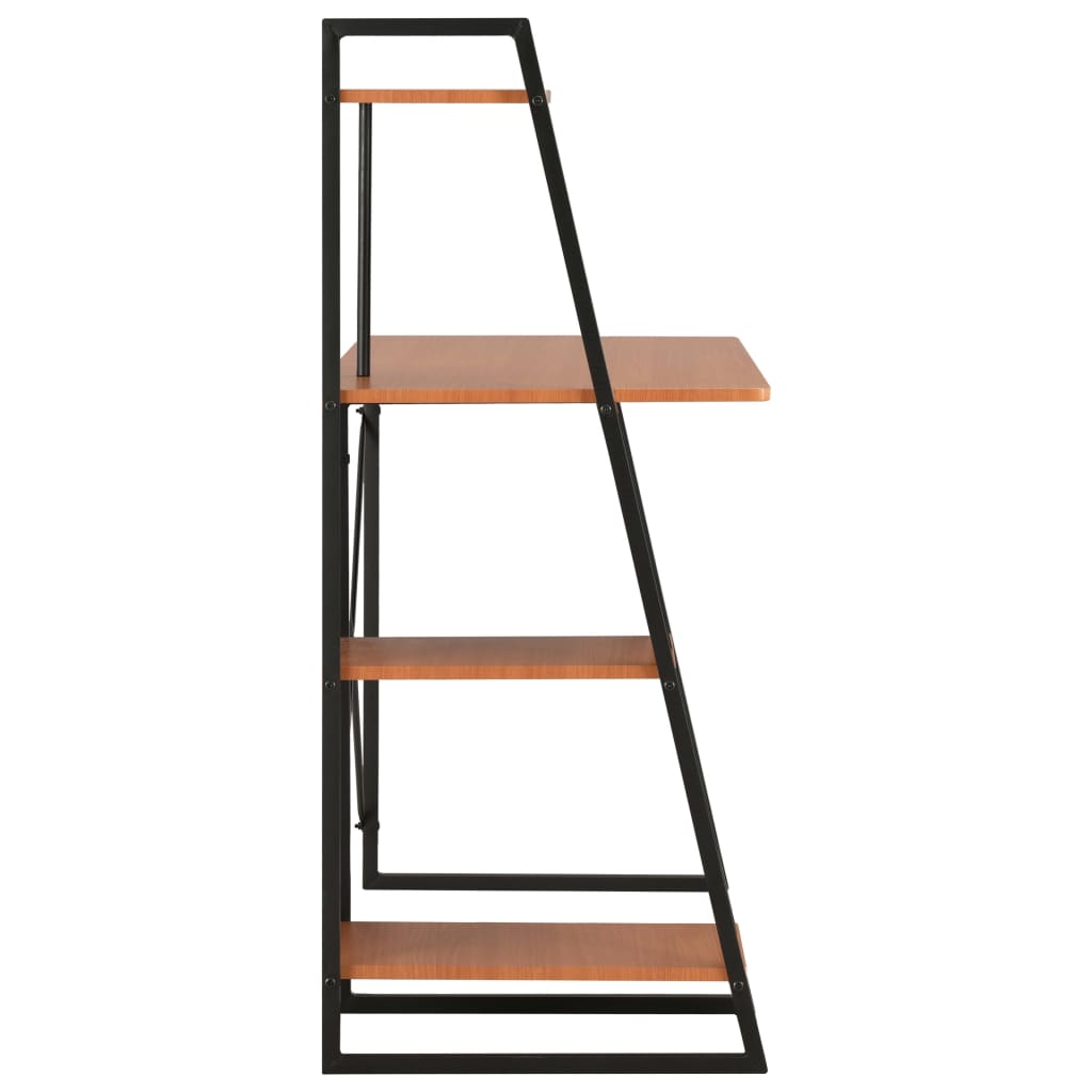 Fekete és barna íróasztal polcrendszerrel 102 x 50 x 117 cm