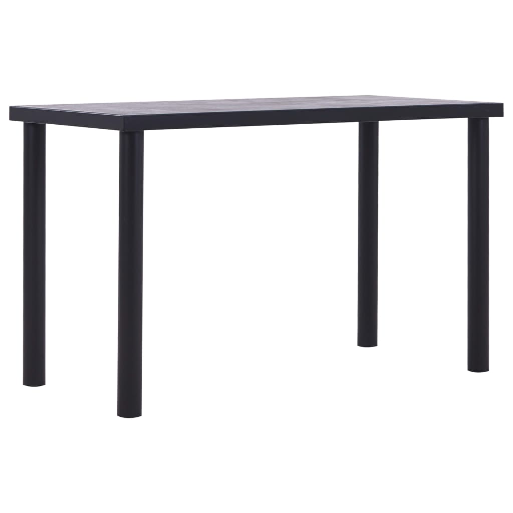 Fekete és betonszürke mdf étkezőasztal 120 x 60 x 75 cm