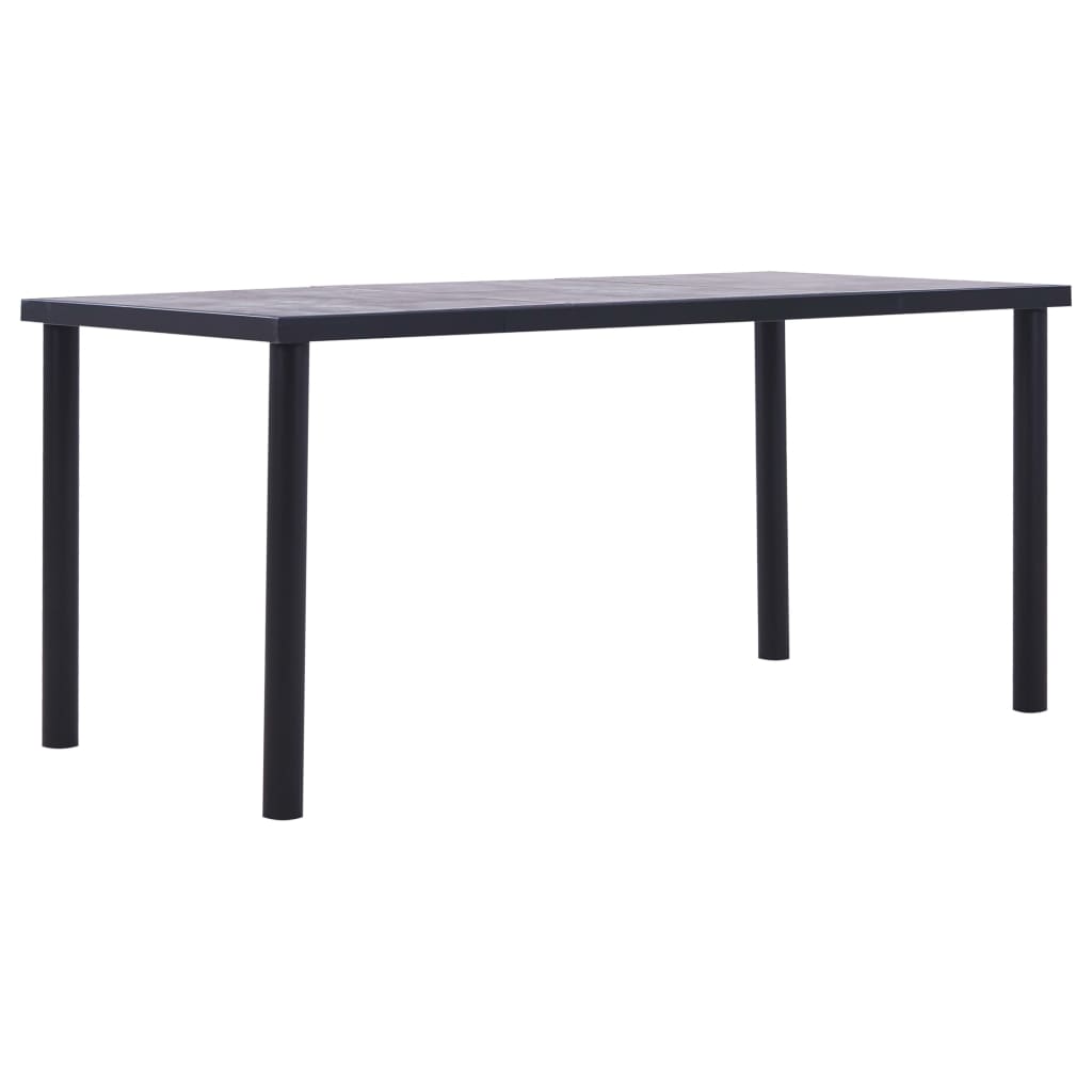 Fekete és betonszürke mdf étkezőasztal 160 x 80 x 75 cm
