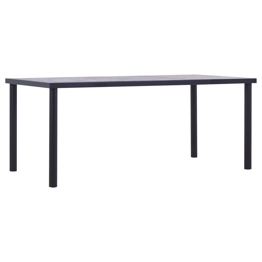 Fekete és betonszürke mdf étkezőasztal 180 x 90 x 75 cm