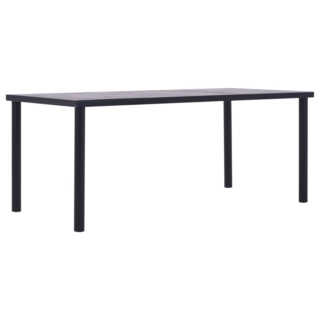 Fekete és betonszürke mdf étkezőasztal 200 x 100 x 75 cm