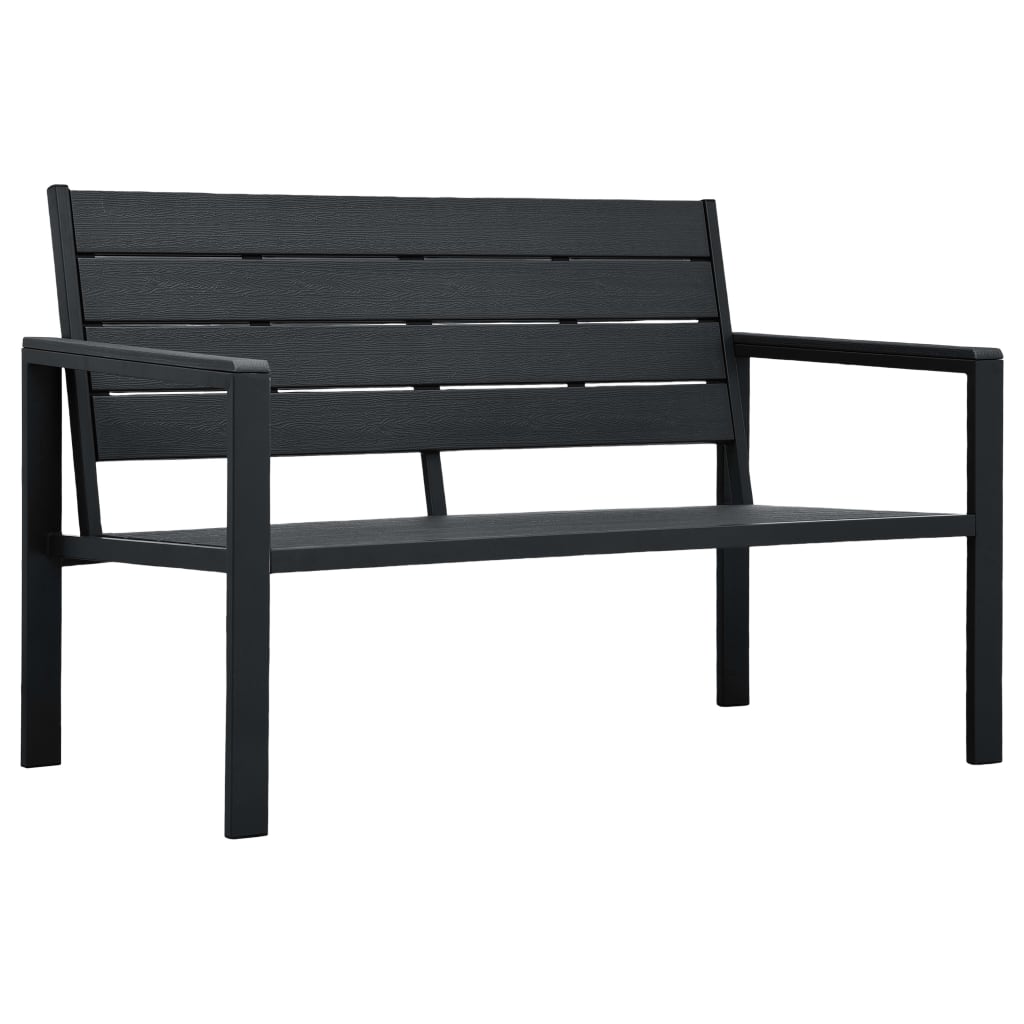 Fekete fautánzatú hdpe kerti pad 120 cm