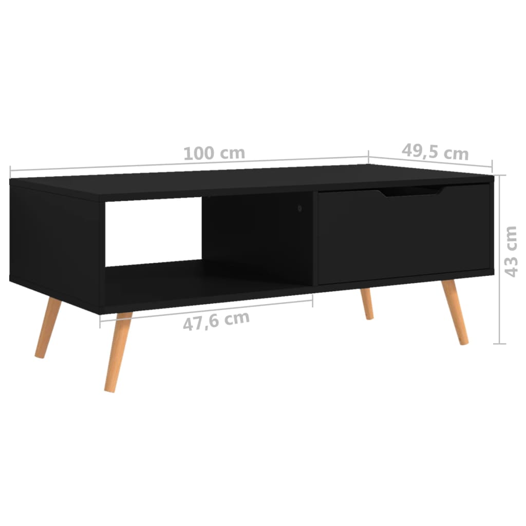 Fekete forgácslap dohányzóasztal 100 x 49,5 x 43 cm Fekete forgácslap dohányzóasztal 100 x 49,5 x 43 cm