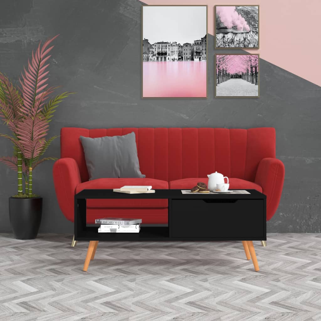 Fekete forgácslap dohányzóasztal 100 x 49,5 x 43 cm