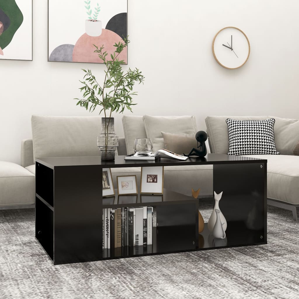 Fekete forgácslap dohányzóasztal 100 x 50 x 40 cm