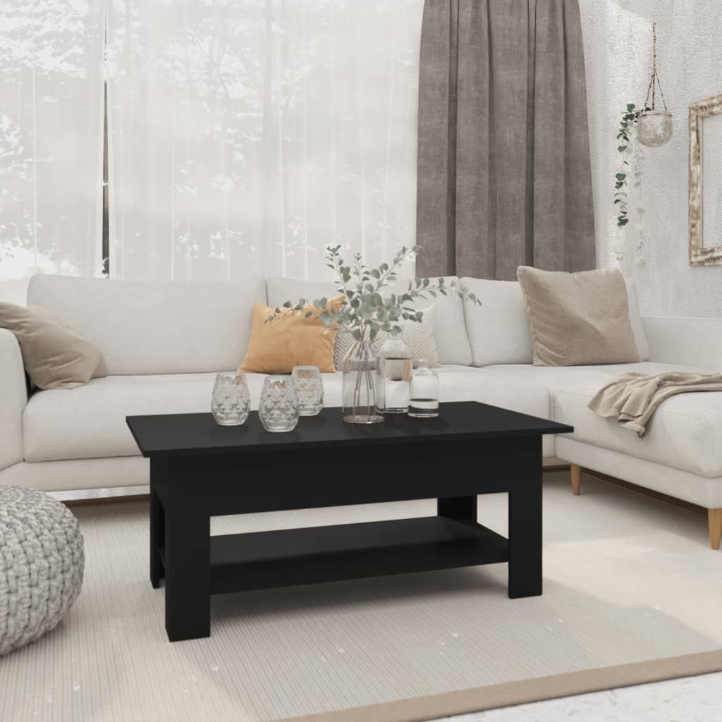 Fekete forgácslap dohányzóasztal 102 x 55 x 42 cm