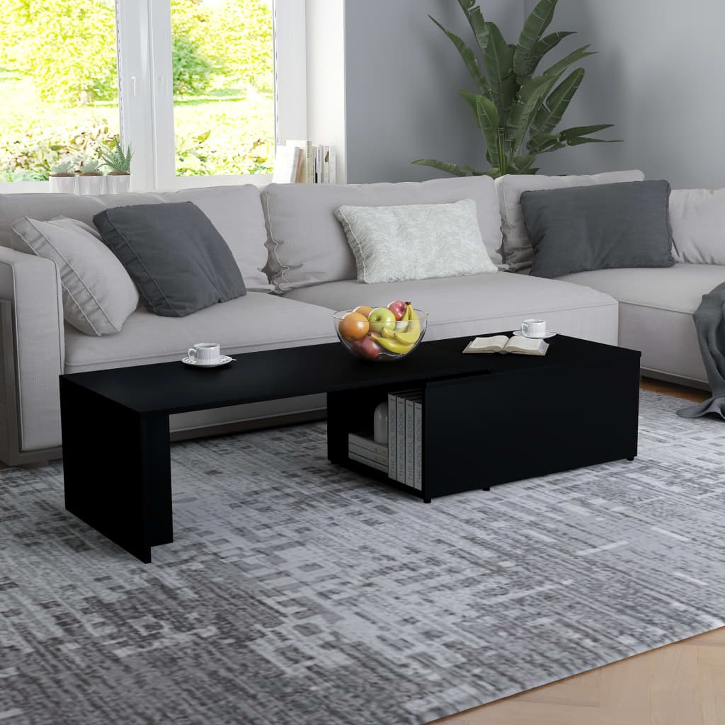 Fekete forgácslap dohányzóasztal 150 x 50 x 35 cm