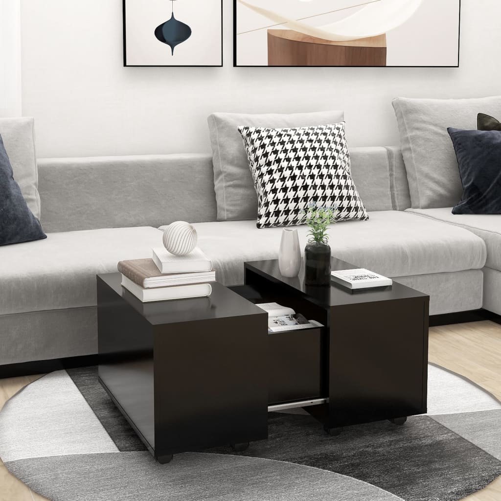 Fekete forgácslap dohányzóasztal 60 x 60 x 38 cm