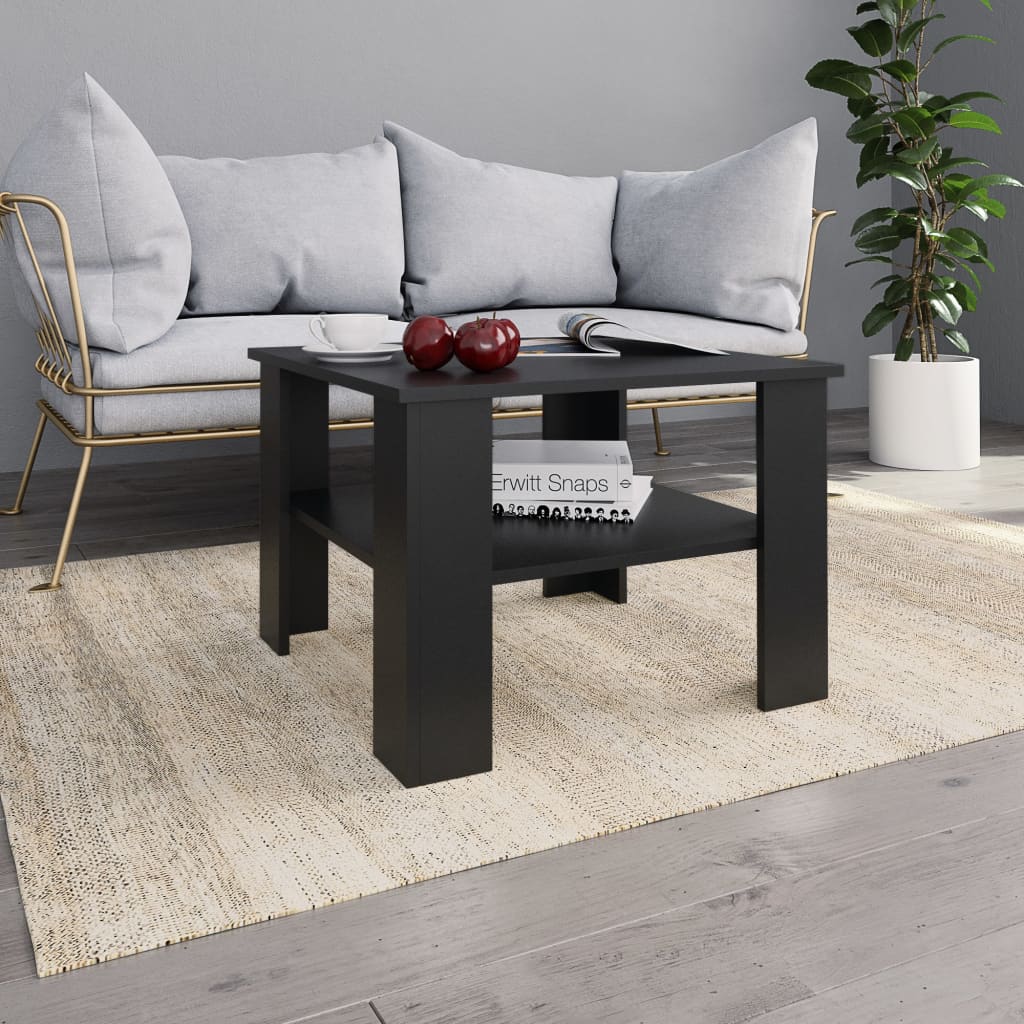 Fekete forgácslap dohányzóasztal 60 x 60 x 42 cm