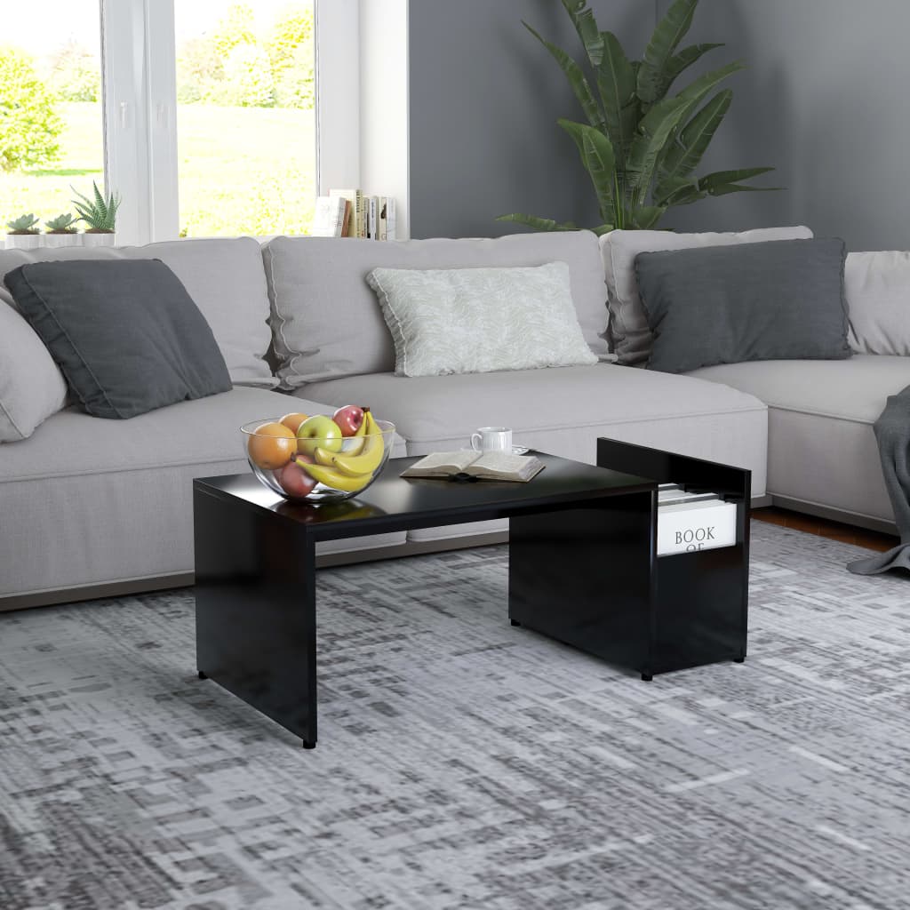 Fekete forgácslap dohányzóasztal 90 x 45 x 35 cm