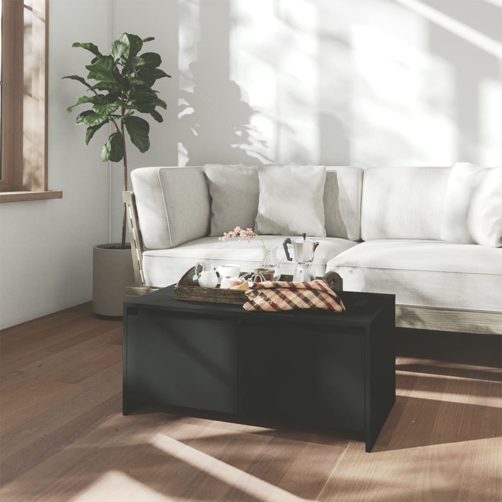 Fekete forgácslap dohányzóasztal 90 x 50 x 41,5 cm