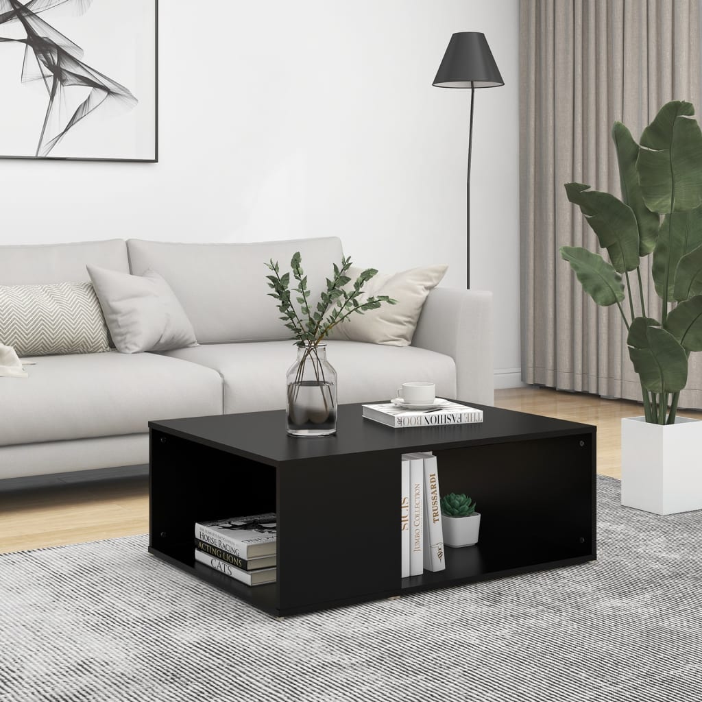 Fekete forgácslap dohányzóasztal 90 x 67 x 33 cm