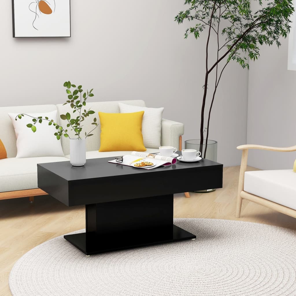 Fekete forgácslap dohányzóasztal 96 x 50 x 45 cm