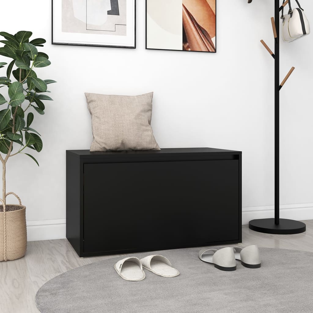 Fekete forgácslap előszoba pad 80 x 40 x 45 cm