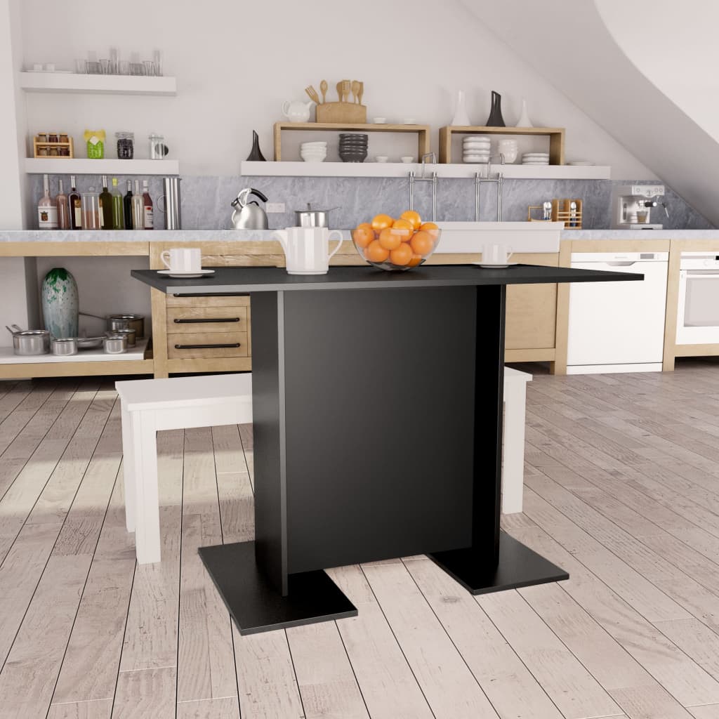 Fekete forgácslap étkezőasztal 110 x 60 x 75 cm