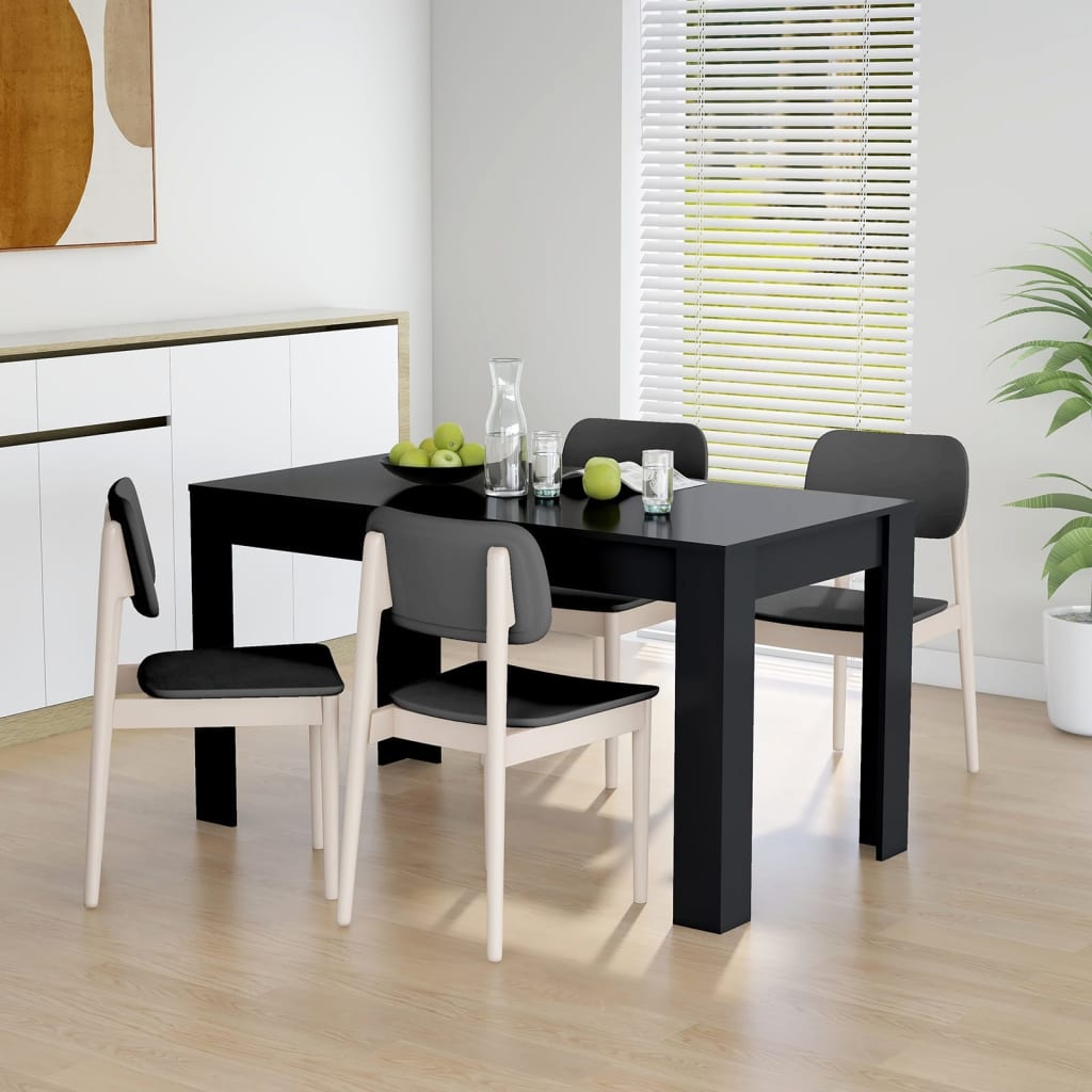 Fekete forgácslap étkezőasztal 140 x 74,5 x 76 cm