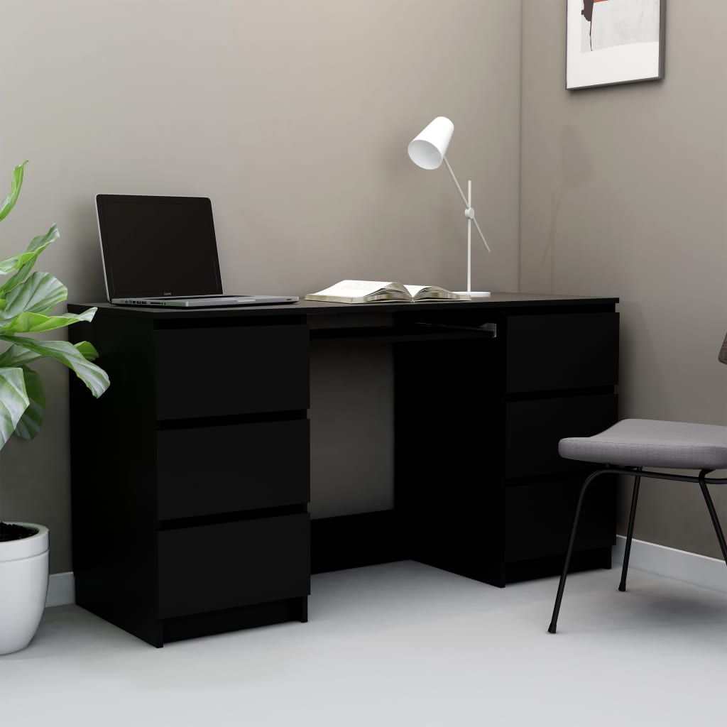 Fekete forgácslap íróasztal 140 x 50 x 77 cm Fekete forgácslap íróasztal 140 x 50 x 77 cm