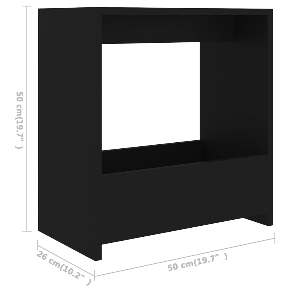 Fekete forgácslap kisasztal 50 x 26 x 50 cm