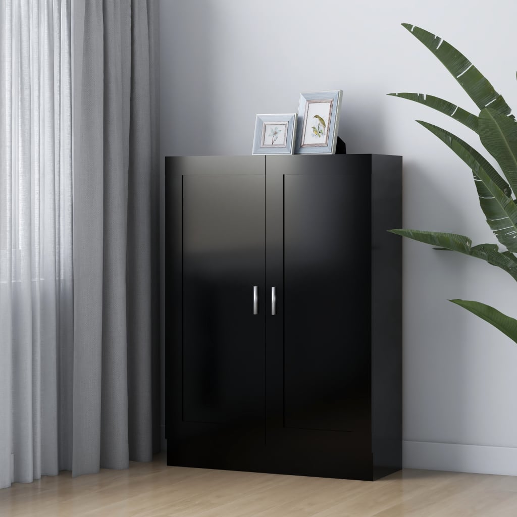 Fekete forgácslap könyvszekrény 82,5 x 30,5 x 115 cm