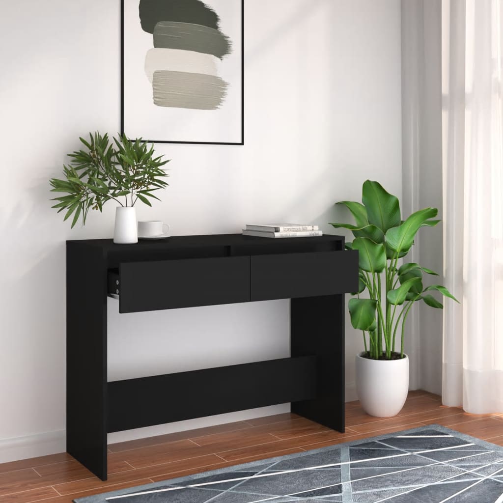 Fekete forgácslap tálalóasztal 100 x 35 x 76,5 cm