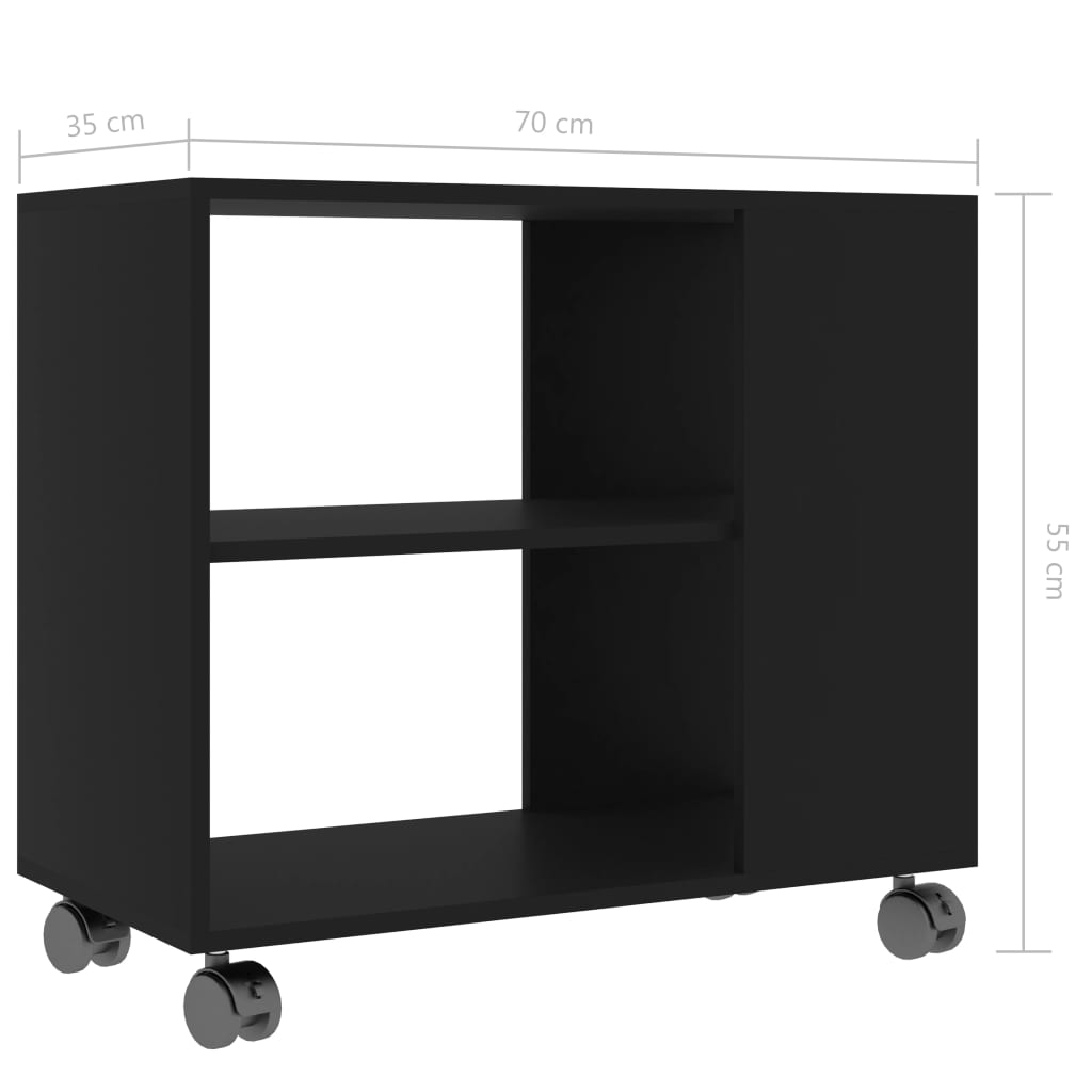 Fekete forgácslap tálalóasztal 70 x 35 x 55 cm Fekete forgácslap tálalóasztal 70 x 35 x 55 cm