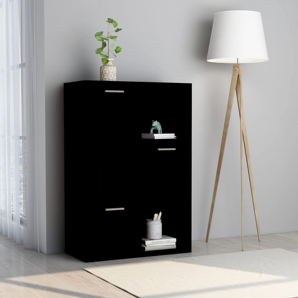 Fekete forgácslap tárolószekrény 60 x 29,5 x 90 cm