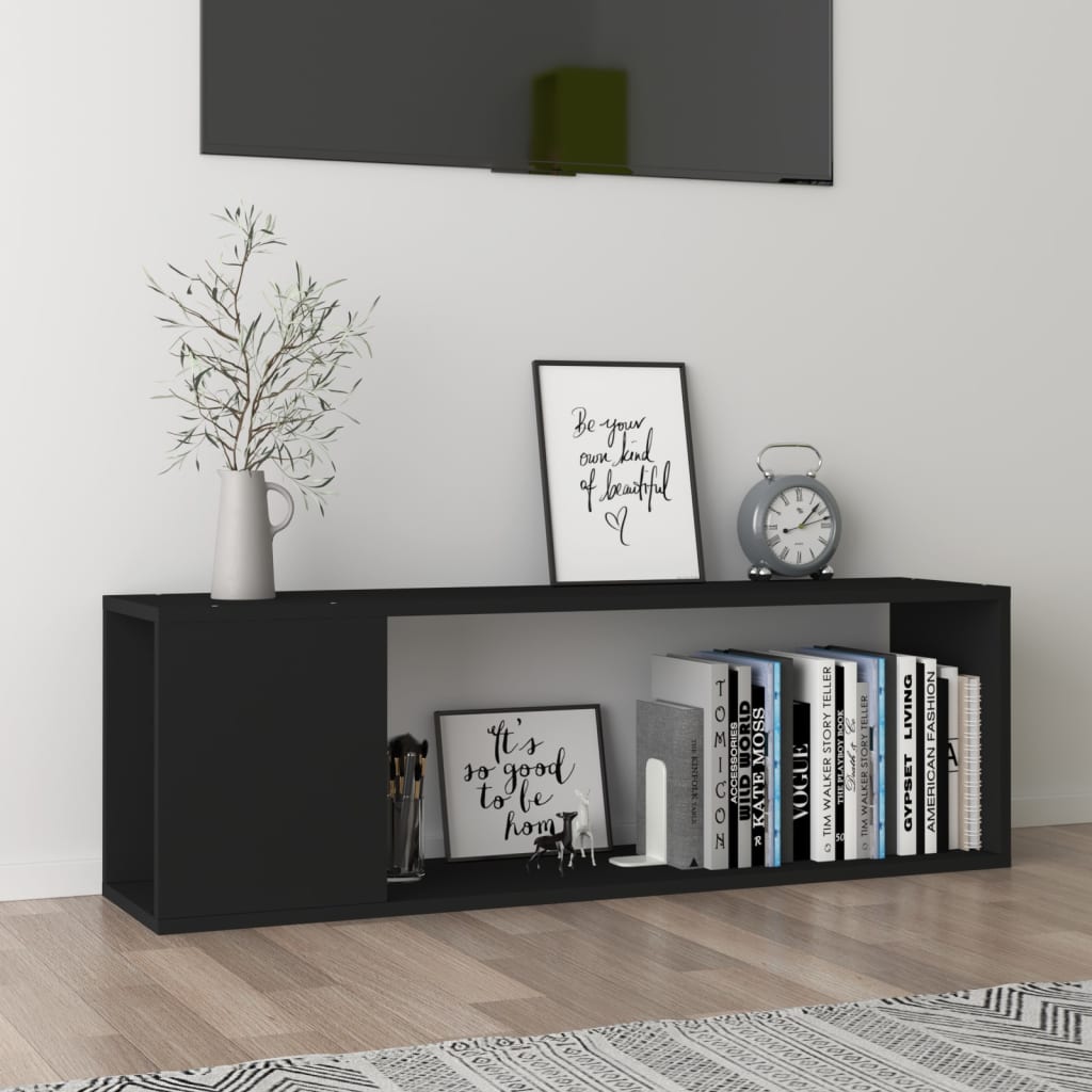 Fekete forgácslap tv-szekrény 100 x 24 x 32 cm Fekete forgácslap tv-szekrény 100 x 24 x 32 cm