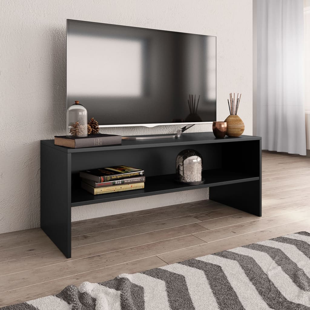 Fekete forgácslap tv-szekrény 100 x 40 x 40 cm Fekete forgácslap tv-szekrény 100 x 40 x 40 cm