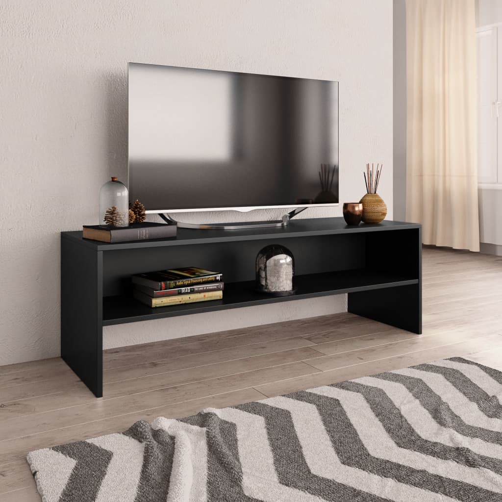 Fekete forgácslap tv-szekrény 120 x 40 x 40 cm Fekete forgácslap tv-szekrény 120 x 40 x 40 cm