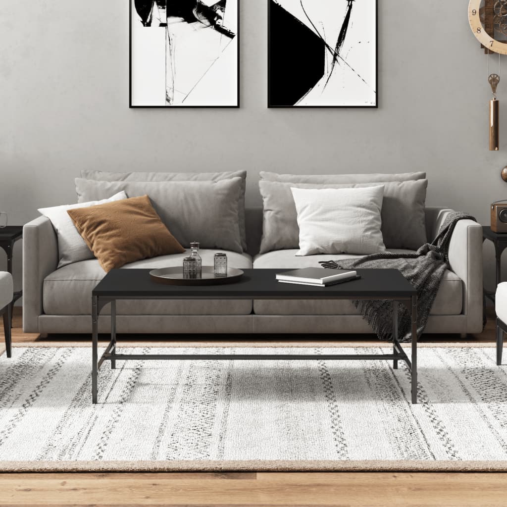 Fekete szerelt fa dohányzóasztal 100 x 50 x 35 cm Fekete szerelt fa dohányzóasztal 100 x 50 x 35 cm