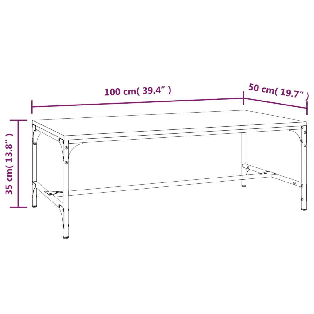 Fekete szerelt fa dohányzóasztal 100 x 50 x 35 cm Fekete szerelt fa dohányzóasztal 100 x 50 x 35 cm