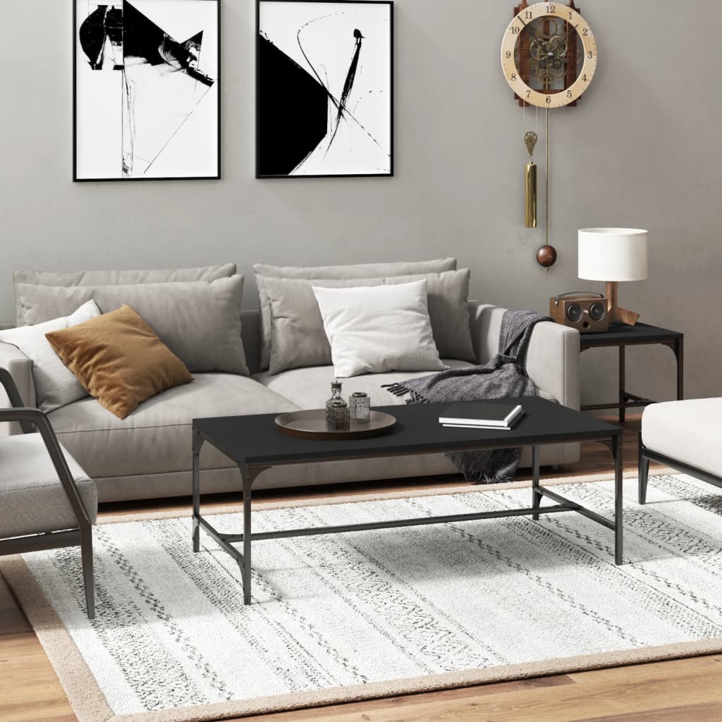 Fekete szerelt fa dohányzóasztal 100 x 50 x 35 cm Fekete szerelt fa dohányzóasztal 100 x 50 x 35 cm
