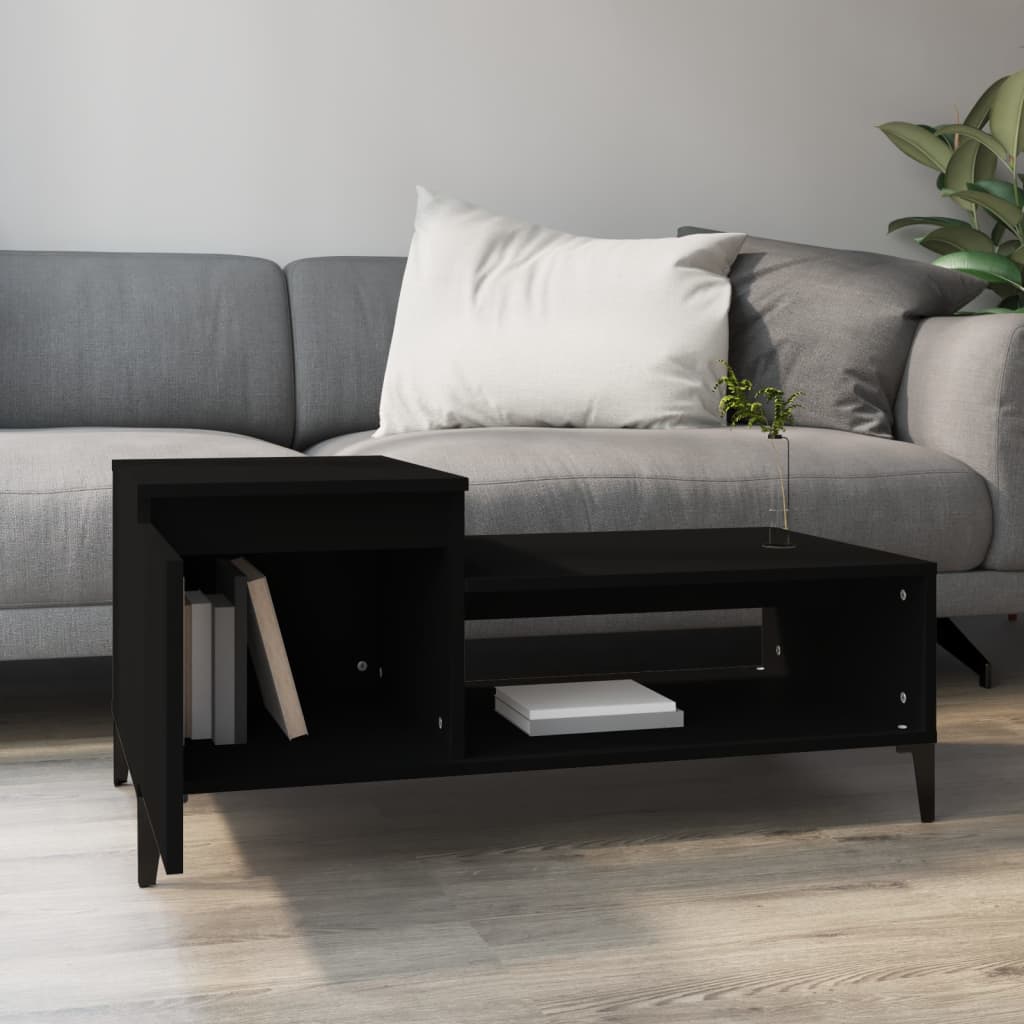 Fekete szerelt fa dohányzóasztal 100 x 50 x 45 cm Fekete szerelt fa dohányzóasztal 100 x 50 x 45 cm