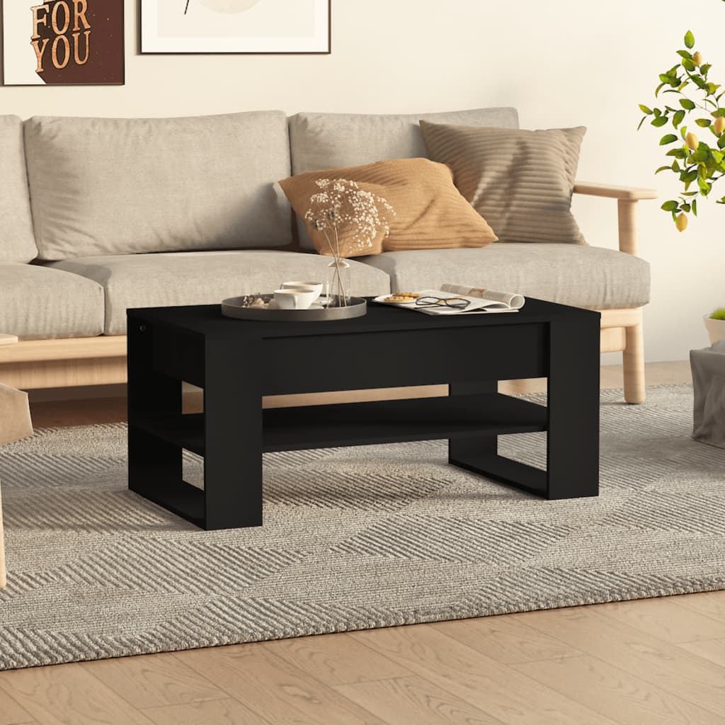 Fekete szerelt fa dohányzóasztal 102 x 55 x 45 cm